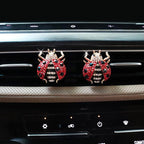 Ladybug Car Accessories,2pcs Red Bling Lady bug Air Vent Clips Car Air Freshener,Cute Dashboard Decorations Gift for Women,Girly Refillable Diffuser with Felt Pads