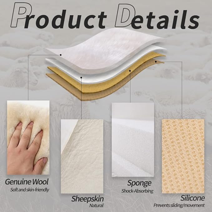 LLB Genuine Sheepskin Car Seat Cushion Seat Covers for Cars Trucks SUV Comfort Seat Protector Pad for Car Driver Seat Car Accessories for Women Office Chair Car Decor (Pearl Front Seat Cushions-2 Pcs)