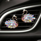 Katutude 2 Pcs Crystal Swan Car Air Vent Clips with Fragrance Tablets, Car Diffuser Air Freshener Vent Clips Air Conditioner Outlet Clip Charm Bling Car Interior Decoration, Colorful