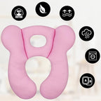 Baby Travel Pillow, Upgrade U-Shape Infant Pillow for Car Seat Pushchair and Stroller, Soft Comfortable Sleep Cushion for Kids Newborn and Toddler -Pink