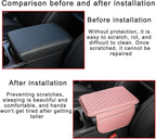 Mandark Car Center Console Cover, Microfiber Leather Vehicle Armrest Protector Cushion with 2 Storage Bags, Auto Interior Arm Rest Seat Box Pad Accessories, Universal for SUV, Sedan, Truck (Pink)