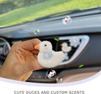 Cute Car Accessories,Duck Flower Air Vent Clips,Handmade Wool Felt Aroma Diffuser,Refillable Girly Car Air Freshener,3pcs White Blue Car Decor