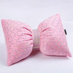Pink Bow Lumbar Support Pillow for Car Accessory Women Girl Couch Cushion Decorative Back Pillow Bling Rhinestone Pearls 1 Pack