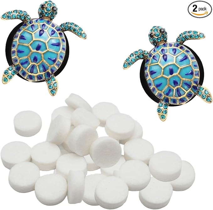 2pcs sea turtle car air freshener vent clips with 30pcs unscented felt pads