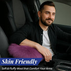 Andalus Brands Pure Australian Sheepskin Fluffy Car Center Console Cover, Luxurious Non-Shedding Furry Arm Rest Cover for Car, Versatile for All Seasons, Purple - (11.47" X 6.3")