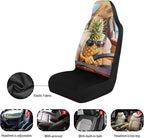 Pineapple Car Seat Covers Set of 2 Funny Breathable Front Seat Covers Stretch Polyester Fabric Cover Removable Automotive Accessories Universal Fit for Cars SUV Sedans