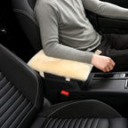 Sheepskin Armrest Cover Auto Center Armrest Cover Car Soft Console Pad, Fluffy Wool Auto Center Console Cover for Most Car Arm Rest Decoration Protector 7 x 13 Inch (Shearling, Light Gray)