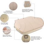 Aukee Lumbar Support Pillow for Car, Genuine Leather Memory Foam Pillow Cushion Lower Back Cushion for Car and Office Chair with Adjustable Strap (Beige)