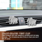 2PCS Elephant-Shaped Car Vent Clip with Rhinestone, Car Vent Accessories, Elephant Design Auto Air Freshener Diffuser, Rhinestone Air Conditioner Outlet Clip for Women Girls (Silver, Elephant)