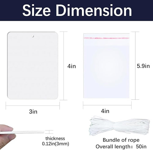 200 pcs sublimation air fresheners blanks ，sublimation car freshener blanks with packaging air freshener blanks DIY Air Freshener for Car and Home Hanging Decoration