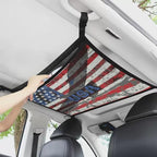 USA Flag Print Car Roof Seat Organizer Hanging Car Storage Bag Inner Car Accessories Storage for Kids Pets' Items for Travel