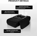 5-in-1 Car Center Console Cover,Multifunctional Arm Rest Cover for Car with Cup Holder,Phone Holder,Pocket,Car Tissue Holder,Leather Height Enhancement Car Armrest Cushion for Most Cars