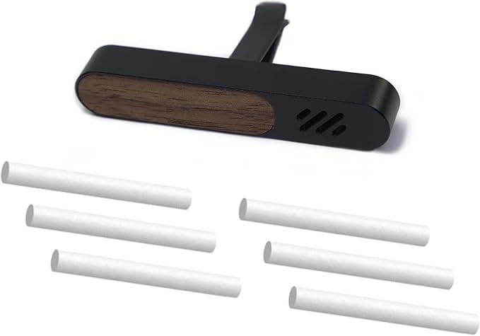 Luxury Car Air Freshener Vent Clip – Premium Wood & Metal Diffuser in Multiple Colors & Scent Kits – Reusable, Unisex for Men & Women (Deep Charcoal, Pure Neutral Six)