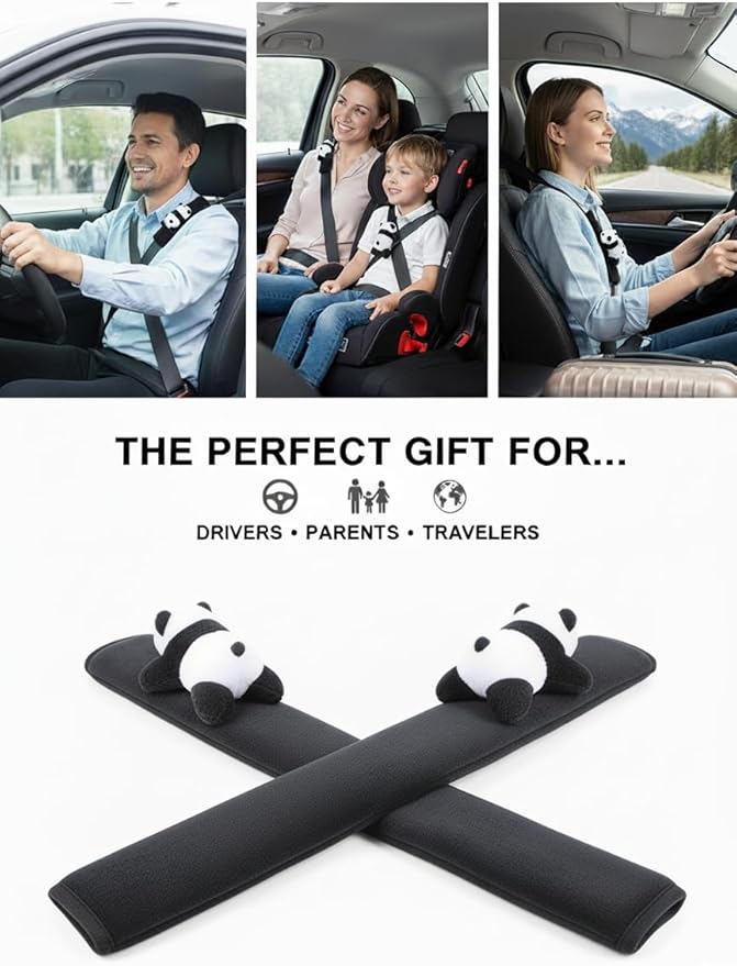 Seat Belt Cover Pad, Soft Seatbelt Cover for Shoulder Comfort, Universal Seatbelt Cushion for Kids and Adults-2 PCS