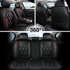 AOMSAZTO Car Seat Covers Full Set Fit for Cadillac SRX 2010-2016 Waterproof Faux Leather Car Seat Cushions Automotive 5 Seat Covers Set（Black&Redline）