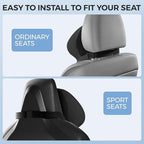 BEBAS Car Headrest Pillow, Ergonomic Neck Pillow with Memory Foam, Enlarged Surface for Head Neck Shoulder Support, Breathable Removeable Car Seat Pillow for Pain Relief(Black, 1 Pack)