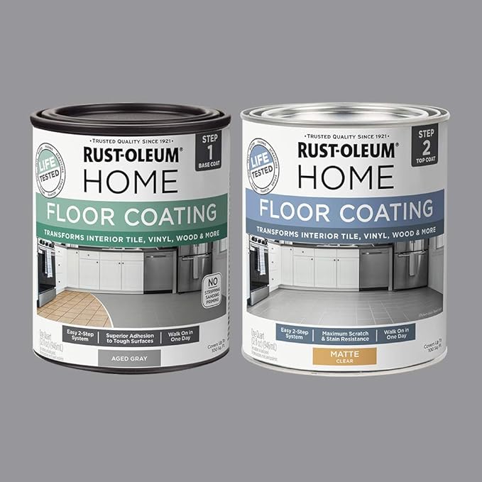 Rust-Oleum 367592 Home Interior Floor Coating Kit, Matte Aged Gray
