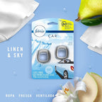 Febreze Car Air Fresheners, Linen & Sky, Odor Fighter for Strong Odors Car Vent Clips (2 Count)