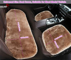 OGLAND 20 inchs Shearling Sheepskin Car Seat Cover, Fluffy Fuzzy Wool Car Seat Covers for Auto Interior Accessories with Soft Eco-Friendly Natural Fur Non-Slip (Camel, Front)