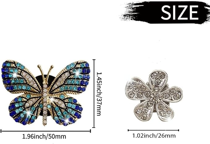 Bling Butterfly Crystal Daisy Air Fresheners, 4 Pcs Rhinestone Diamond Flower Car Decoration, Bling Car Accessories for Women