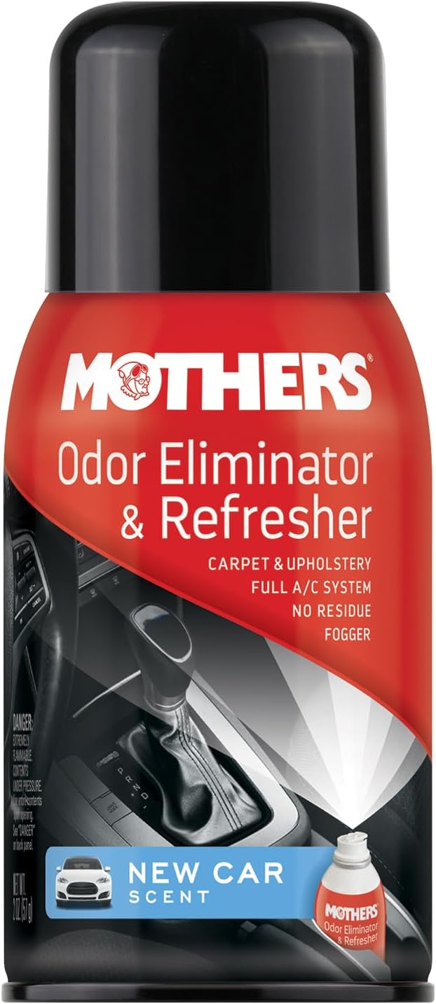 Mothers Odor Eliminator & Refresher, New Car Scent, 2 oz. Aerosol – Whole-Car Fogger Neutralizes Smoke, Pet, Food & Mildew Odors with CMM® Technology, Freshens Cabin & Vent Ducts (06811)