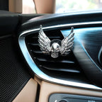 Goth Car Accessories,2pcs Bling Angel Wings Skull Car Air Fresheners Vent Clips,Silver Spooky Skeleton Decor for Teens,Horror Dashboard Decorations,Refillable Diffusers