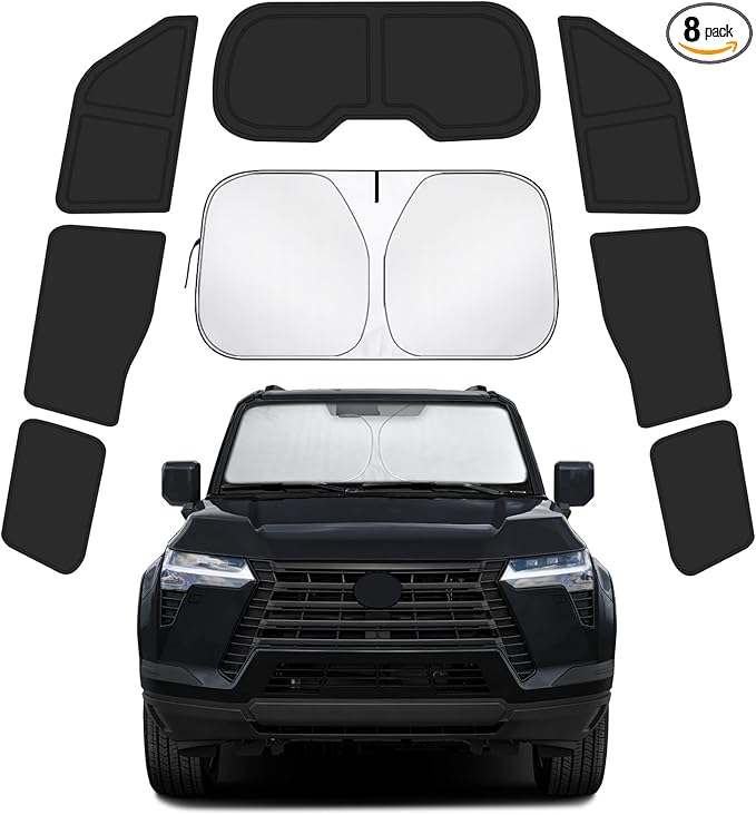 Car Window Shades Intended for Lexus GX 2024-2025, Privacy Window Covers 8PCS for Side, Rear & Windshield, Car Shield Sunshade for Privacy Protection, Heat Blocking, Camping and Parking