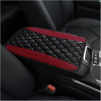 Car Center Console Cushion Pad, PU Leather Waterproof Auto Armrest Box Cover Protector, Comfortable Armrest Seat Box Cover Mat, Universal Car Accessories for SUV Truck (Wine Red)