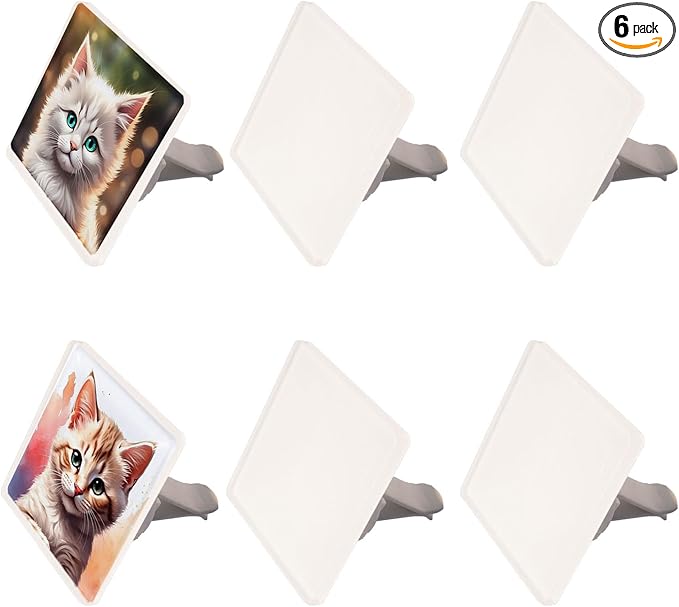 6 Pack Sublimation Car Air Vent Clips Blanks Acrylic Car Outlet Perfume Auto Vent Scent Diffuser Clip for DIY Photo Crafts Square Shaped