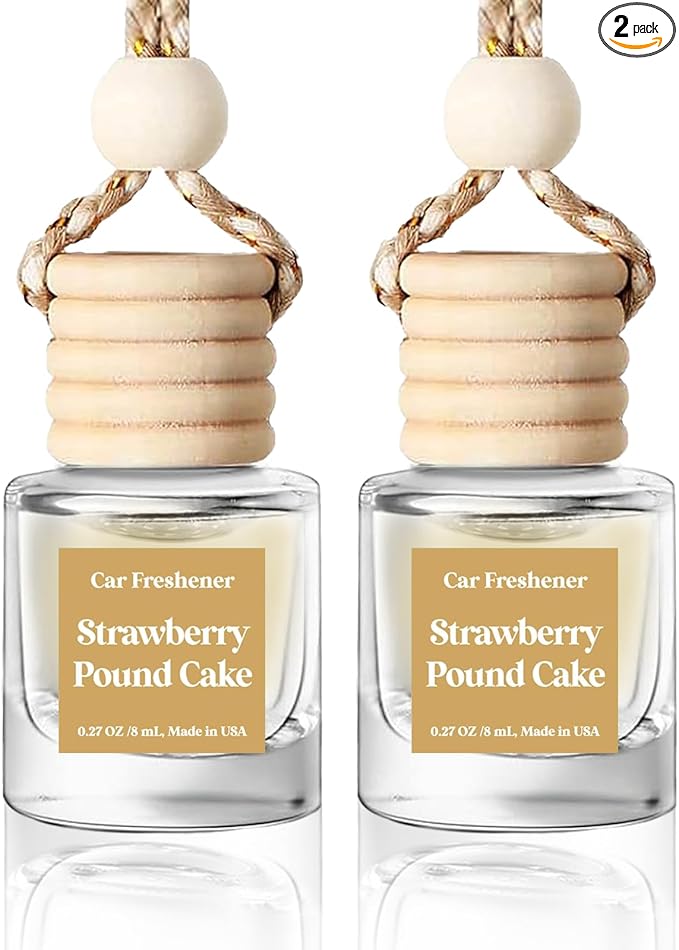 C Classy Car Air Freshener Hanging 2 Pack, Strawberry Pound Cake Essential Oil Diffuser for Cars, Cute Car Fresheners, Long-Lasting Fragrance, C ar Air Fresheners for Women & Men Gift, Made in USA