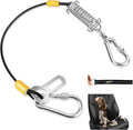 Dog Seat Belt Harness for Car, 5-in-1 Coated Wire Dog Seatbelt, HYLIYAKI Shock Spring-Loaded No Chew Pet Dog Car Seatbelt Leash, with Removable Reflective Short Leash(Black, 16 inch/40 CM)