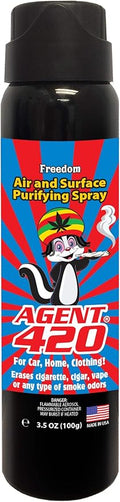 Agent 420 Odor Eliminator Aerosol Spray, Freedom, 3.5 oz — Tea Tree Oil Breaks Down Smoke at the Molecular Level