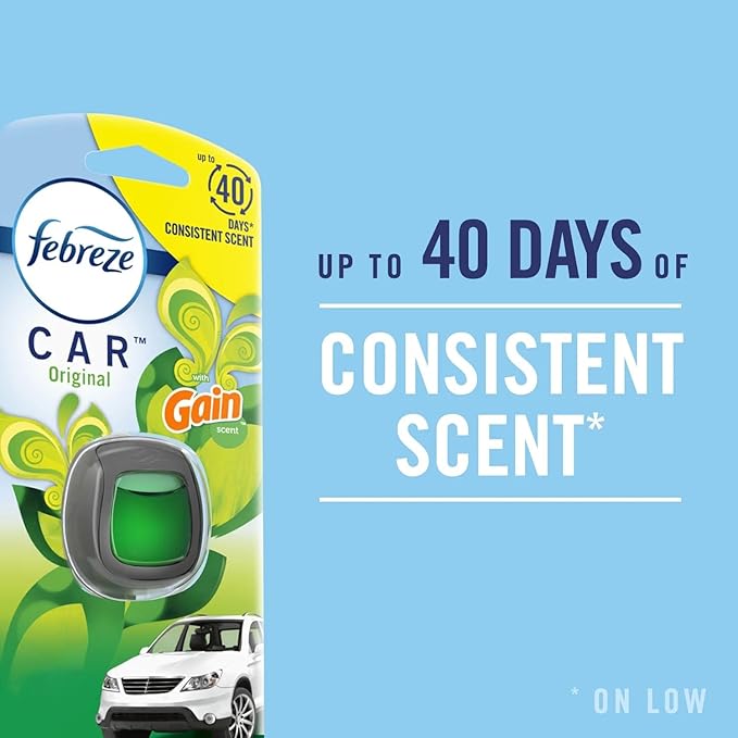 Febreze Vent Clip Car Air Freshener, Odor Eliminator, Auto Noir Scent, 4 Clips (2 Packs)