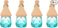 uxcell 4pcs Hanging Car Air Freshener Perfume Bottle, 8ml Pendant Empty Clear/Azure Glass Essential Oil Aromatherapy Diffuser with Wooden Cap for Car Decor (Clear/Azure, Rhombus)