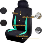 Flying Banner Car Seat Covers Full Set Front Seats and Rear Bench Polyester car seat Protectors Black Gray Purple airbag Compatible Rear Bench Split (Black Mint Green)