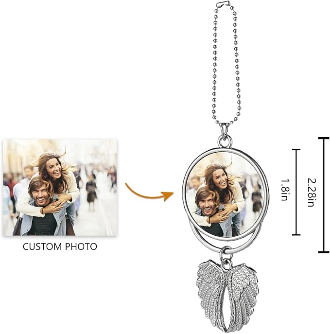 Personalized Photo Car Hanging Decor Accessories, Double-Sided Custom Picture Car Air Freshener Ornament, Car Charms for Rear View Mirror (No Scent)