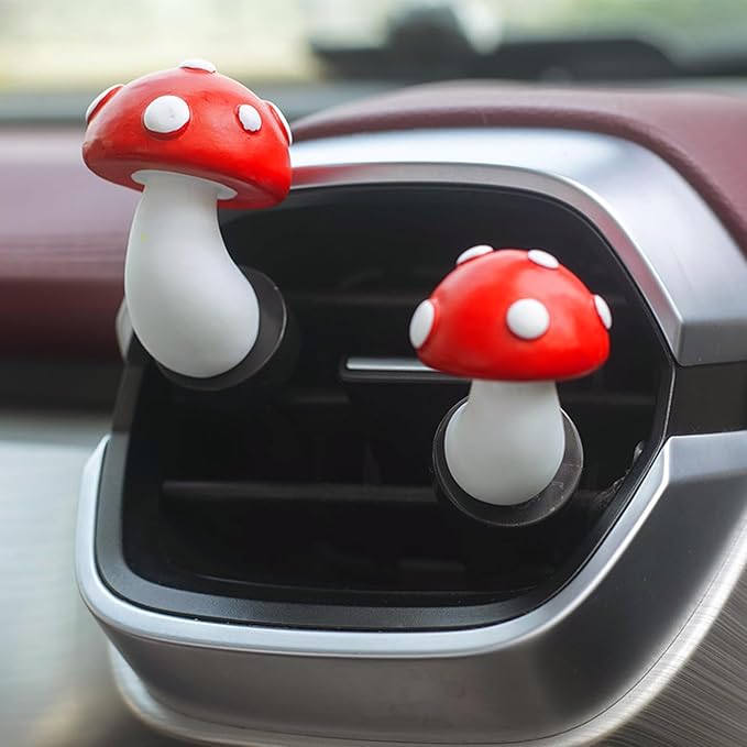 Mushroom Car Air Vent Freshener Clip, Cute Car Vent Decoration, Funny Mushroom Decor Ornament, Universal Car Interior Accessories for Women