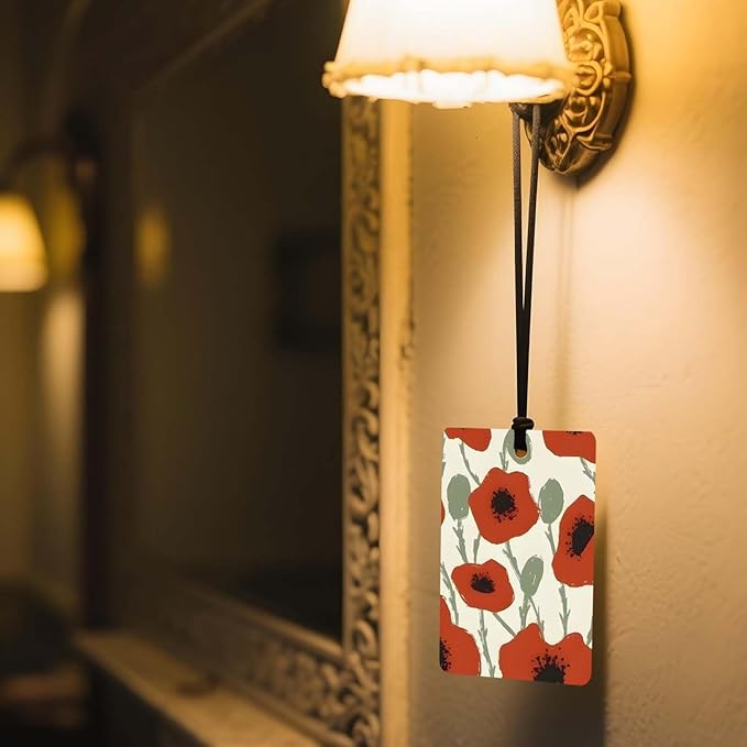 Floral Pattern Car Air Freshener 4 Pcs, Lavender/White Flower/Tulip/Poppy Hanging Scents, Botanical - themed Car Accessories for Women/Girls, Decor for Room/Closet/Drawer