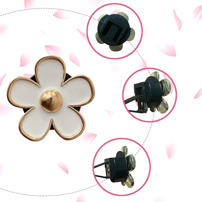Daisy Air Vent Clips - 6 Pc Cute Flower Car AC Outlet Clip Car Freshener Clip Charm for Girls Women (Yellow, Purple, White)