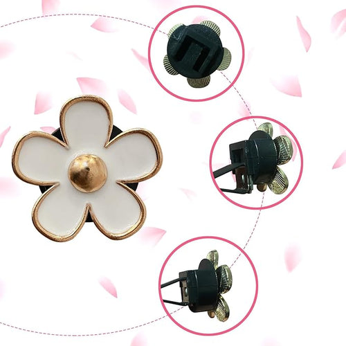 6pcs Colorful Daisy Flower Car Air Vent Clips, Car Air Outlet Freshener Clip for Auto Interior Decoration Accessories (White)