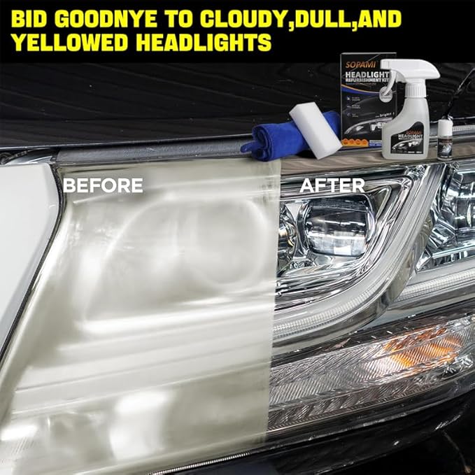 SOPAMI Automotive Headlight Restoration Kit Oxidized and Yellowed Automotive Headlamps Blurring Enhanced Crystallization Coating Refurbisher,Maximum Gloss & Shine – Extremely Hydrophobic