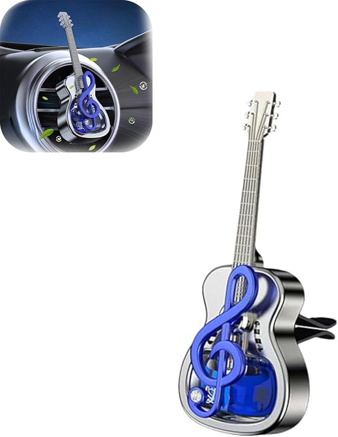 Guitar Shape Aromatherapy Diffuser,Guitar Car Air Freshener Vent Clips,Car Air Conditioner Decorations Clip Accessories,car essential oil diffuser vent clip (Blue, Ocean)