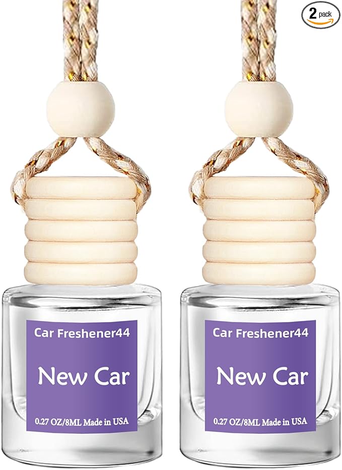Hanging Car Air Freshener, Long Lasting Essential Oil Diffuser, Non-Toxic New Car Scent, Cute Car Fresheners for Women, 2 Pack Made in USA