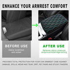 Car Center Console Cushion Pad, 12.48×7.40 Inches Waterproof Car Armrest Seat Box Cover, Comfortable PU Leather Vehicle Armrest Cover Protector, Car Decor Interior Accessories (Black＋Blue)
