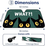GENANY Cute What Cat Funny Windshield Sun Shade for Car SUV Truck (55x30 Inches), Sun Shade Windshield for Windows, Protector Blocks UV, Spring Car Decor
