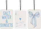 Blue Coquette Bows Car Air Freshener Bow Car Interior Accessories Hanging 3Pcs, Preppy Retro Girly Rear View Mirror Decor Cute Preppy Car Accessories for Women Girls(Lavender)