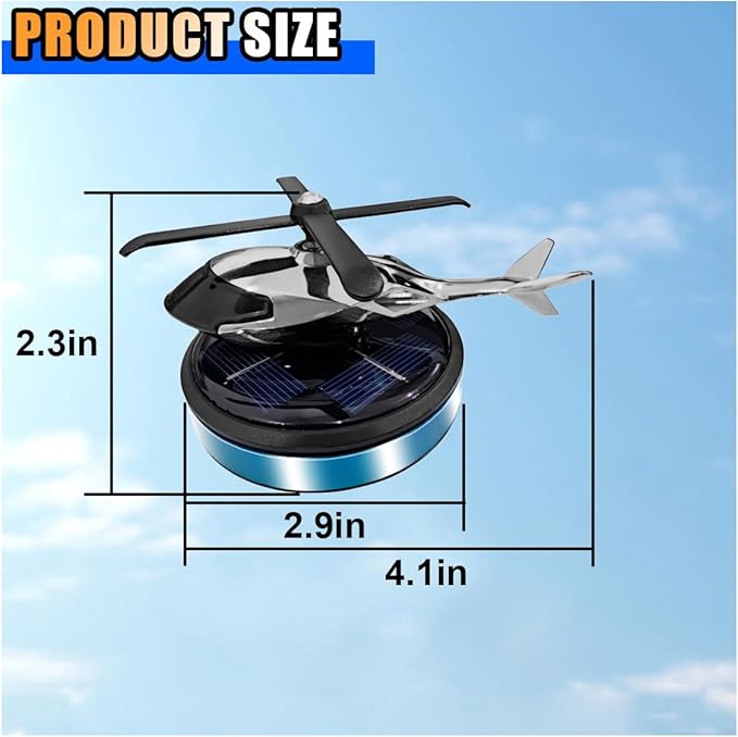 Helicopter Car Air Fresheners with Solar Rotating, Creative Perfume Decoration, Airplane Fragrance Diffuser for Home, Office (Blue)