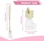 5 pcs Car Hanging Empty Glass Perfume Bottles Pendant Bottle, DIY Air Freshener Pendant, Empty Clear Glass Essential Diffuser Oil Aromatherapy, Glass Bottle Decor (Heart Shape)