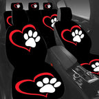 5 Pcs Premium Heart-Shaped Paw Print Car Seat Cover, Breathable & Washable Car Seat Covers Full Sets, Fashionable Printed Seat Covers for Cars Interior, Universal Fit for Most Cars