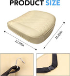 wuyaoyao Leather Car Seat Bottom Covers, Anti-Slip Front Seat Covers for Car, Auto Seat Cover Cushion Pad, Full Wrap Bottom Auto Seat Protector with Pocket Suitable for Most Vehicles (Beige)